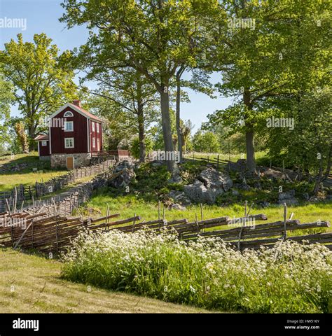 Old Farm House In A Rural Landscape Smaland Sweden Scandinavia Stock