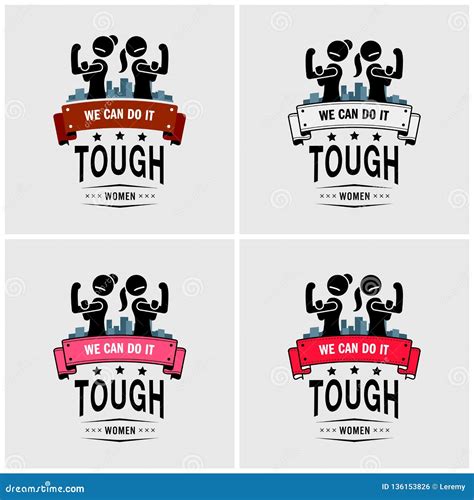 Tough Girls Or Strong Women Logo Design Stock Vector Illustration Of