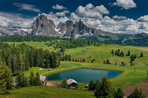 The Landscape Around Alpe Di Siusiseiser Alm Dolomites Italy Stock