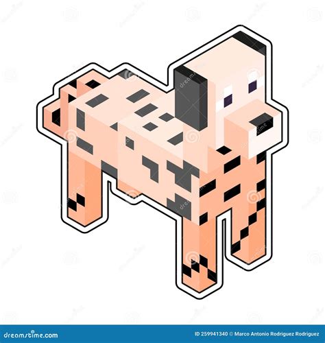 Isolated White Dog Minecraft Vector Illustration Stock Illustration