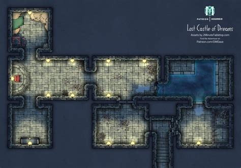 Dungeon 20x14 Castle Cellar Ruins Battlemaps Fantasy City Map