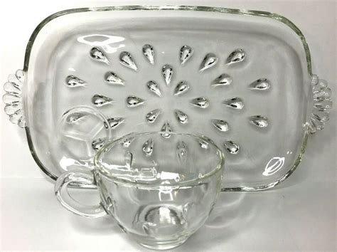 Hazel Atlas Informal Teardrop Glass Luncheon Plate And Cup Pressed