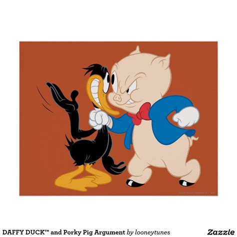 Daffy Duck And Porky Pig Argument Poster Looney Tunes Characters