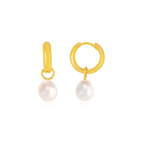 K Yellow Gold Small Hoop Earrings With Pearls Richard Cannon Jewelry