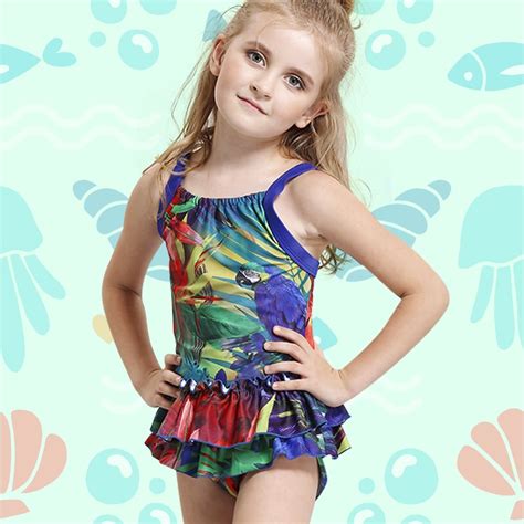 New Girls Swimwear Kids One Piece Swimsuit Children Swim Dress Skirt
