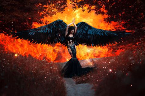 Black Angel Pretty Girl Demon Stock Image Image Of