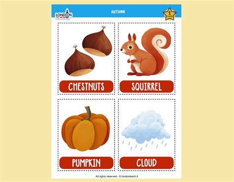 Fantastic Autumn Flashcards Printable Preschool Achie