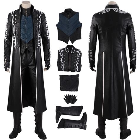 Vergil Cosplay Costume Devil May Cry 5 Vergil Black Trench Coat Cossuits