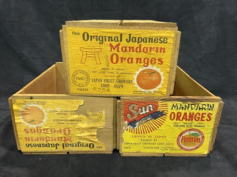 Urban Auctions 3 Vintage Mandarin Orange Crates