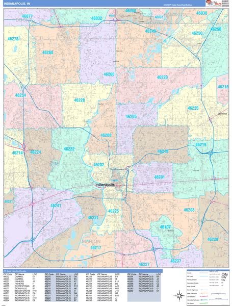 Indianapolis Indiana Zip Code Maps Color Cast