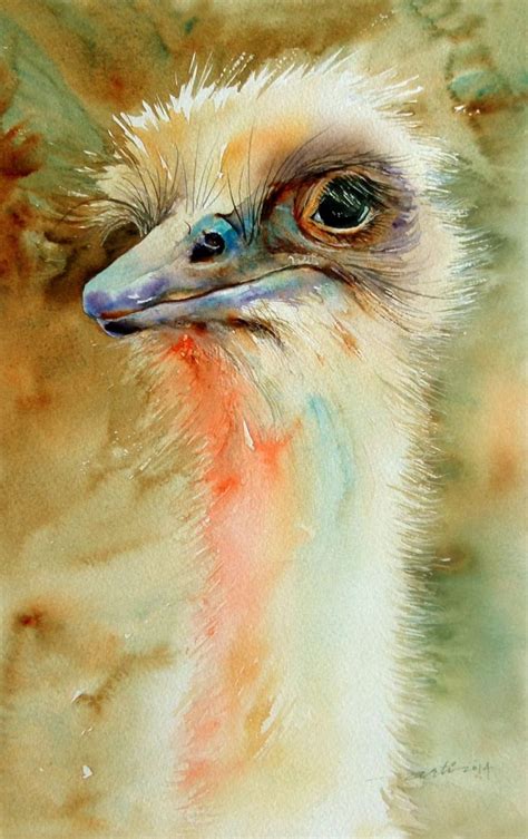 Watchfulthe Emu 2014 Painting By Arti Chauhan Wildlife Art Animal