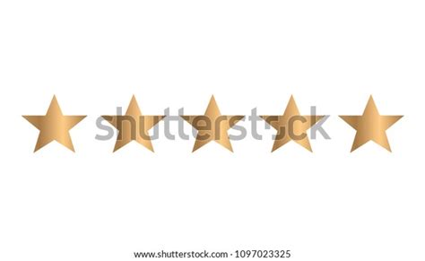 Five Star Review Icon Vector Gold Stock Vector Royalty Free