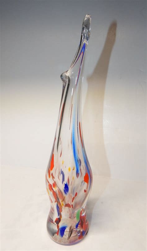 Murano Italian Hand Blown Glass Vase Red And Blue About Etsy Glass Blowing Glass Vase