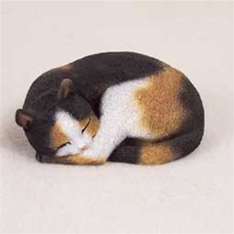 Calico Cat Figurine Sleeping Animal Decor