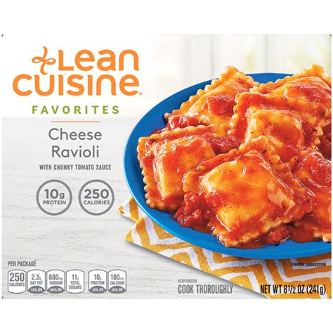 Choosing frozen meals for diabetes wisely. LEAN CUISINE FAVORITES Cheese Ravioli, 8.5 oz. Pasta Meals ...