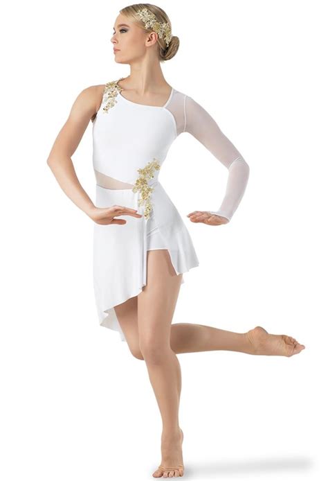 Weissman Asymmetrical Dress W Beaded Appliqués Modern Dance Costume