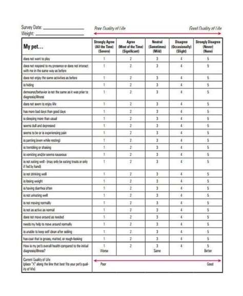 The Printable Survey Sheet Is Shown For Each Individuals Needs To Be