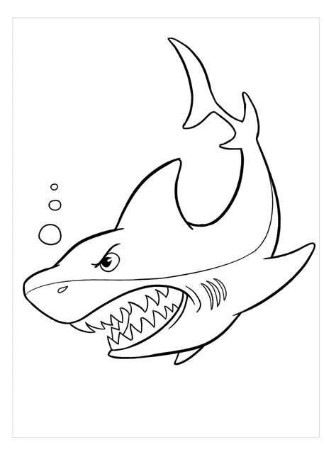 Tiburón Enojado para colorear imprimir e dibujar ColoringOnly Com