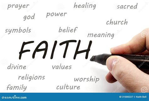 Hand Writing Faith And Related Words Royalty Free Stock Photography