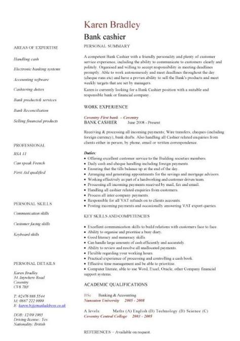 It is also based on the way you craft your resume. Bank cashier CV sample, Excellent face-to-face ...