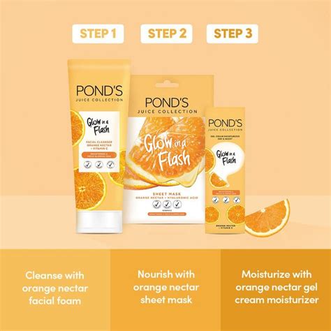 jual pond s ponds juice collection orange nectar gel cream moisturizer face wash and face mask