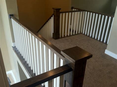 Love The Dark Newel Posts And Handrails With The White Simple Railing