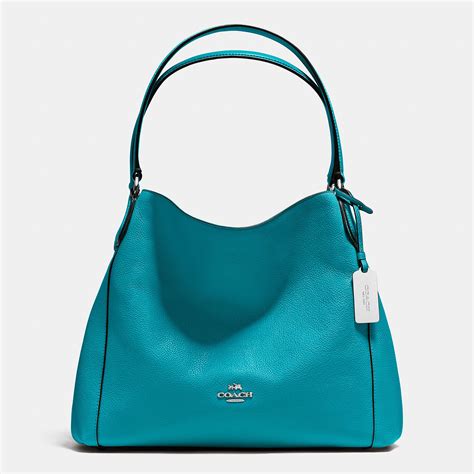 Coach Edie Shoulder Bag 31 In Refined Pebble Leather In Blue Lyst