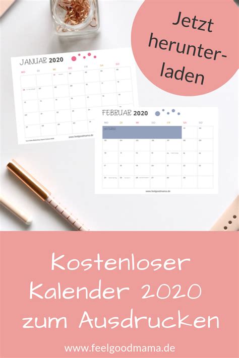 Praktische, vielseitige wochenkalender für 2021 mit farblich markierten bundesweiten feiertagen und kalenderwochen. Kalender 2020 zum Ausdrucken - kostenlos! • Feelgoodmama ...