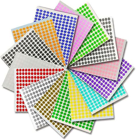 Coloured Dots Sticky Labels 10mm 15 Colors 45 Sheets 8640pcs Circle