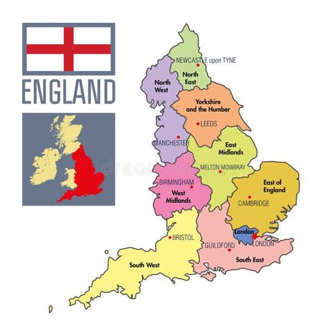 England Karte Politische Karte Von England Mit Regionen Und Ihren