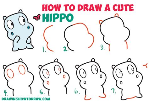 My suggestion is to travel for a picture it'll not move or break your concentration throughout sketching. How to Draw a Cute Cartoon Baby Hippo and Butterfly Easy Step by Step Drawing Tutorial for Kids ...
