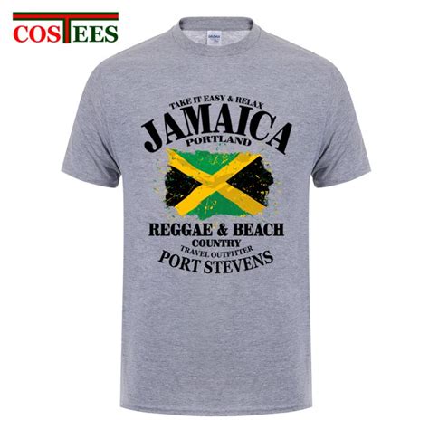 reggae and beach country jamaica portland flag t shirts men short sleeve cotton tshirt men s t