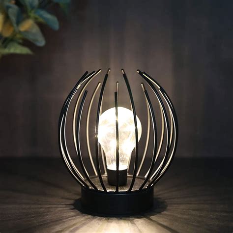 Metal Cage Table Lamp Battery Powered 7 Tall Cordless Lamp Light With