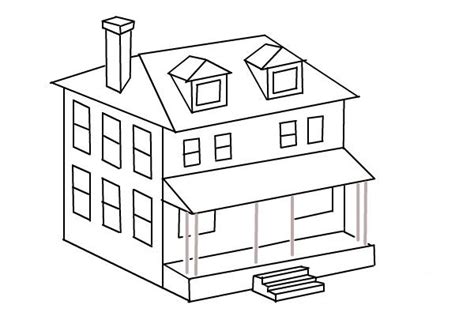How To Draw A House Two Story House Step 10 کودکان