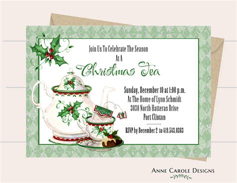 Holiday Tea Invitation Christmas Tea Invitation Tea Party Etsy