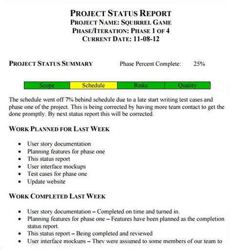 14 Sample Useful Project Status Report Templates Sample Templates