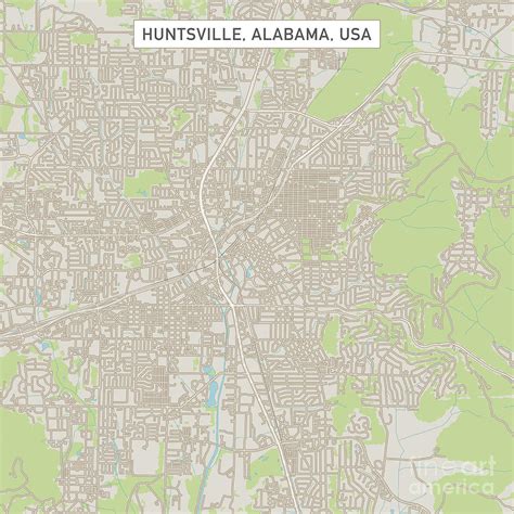 Huntsville Alabama Us City Street Map Digital Art By Frank Ramspott