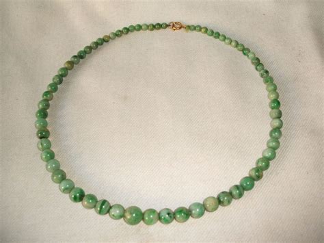 Beautiful Antique Genuine Natural Jade Bead Necklace Ebay £13400 29b 230pp With Images