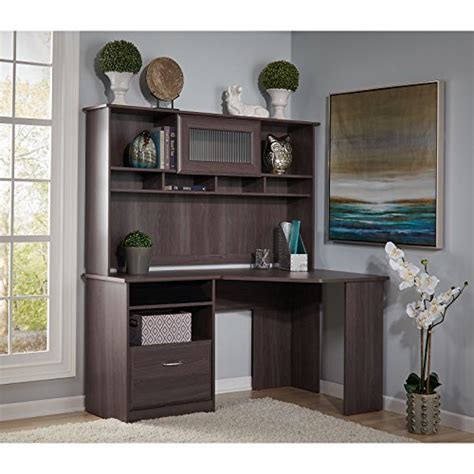 Bush Furniture Cabot Corner Desk With Hutch In Heather Gray Pricepulse