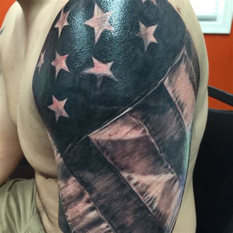 American Black And Grey Flag Flag Tattoo Cover Tattoo Half Sleeve