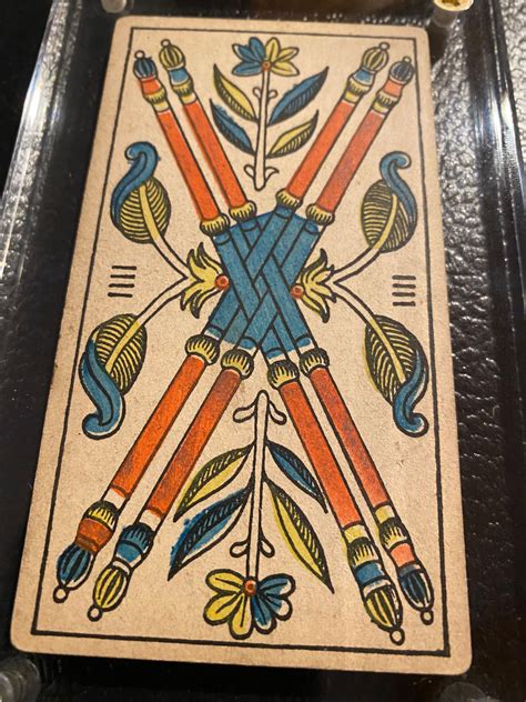 “4 Of Wands” Historical Antique Hand Painted Tarot Card 1890s