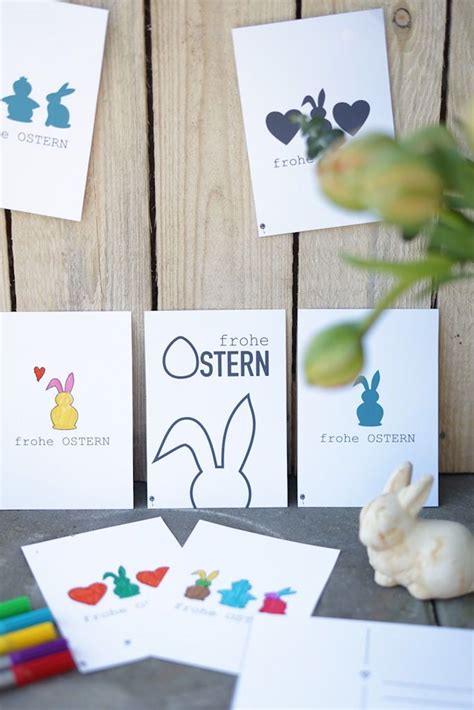 Kostenfreie Druckvorlage Für 16 Osterkarten Im Modernen Design Osterkarten Karten Basteln Mit