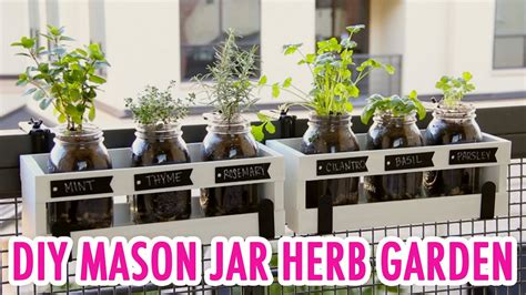 Find mason jars in antique stores, in the cabinets of your grandparents' house, or you can simply purchase some at the grocery store. DIY Mason Jar Herb Garden- HGTV Handmade - YouTube
