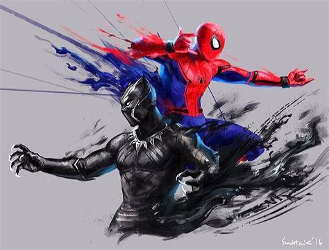 Black Panther And Spider Man Hero Marvel Marvel Dc Comics Marvel