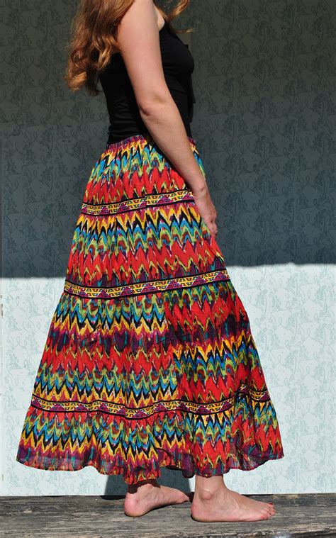 Colorful Maxi Skirt Large Colorful Skirt Boho Maxi Skirt