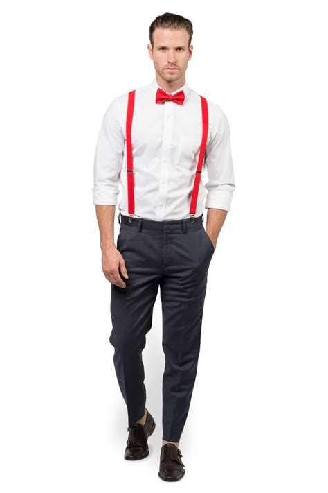 Red Suspenders And Red Bow Tie In 2020 Red Suspenders Red Bow Tie
