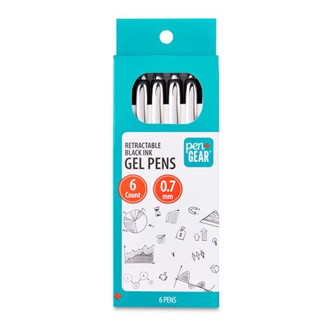 Pen Gear Retractable Gel Ink Pens Medium Point 07mm Black Ink 6