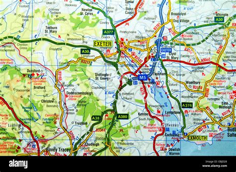 Road Map Of Devon England Stock Photo Alamy