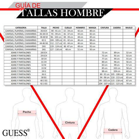 Guess Guia De Tallas Hombre Privalia