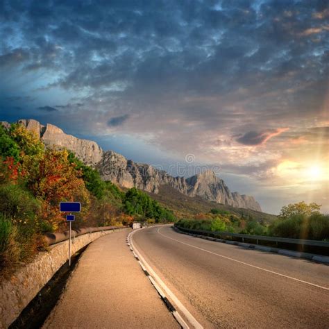 Mountain Sunset And Road Stock Image Image Of Journey 18558951